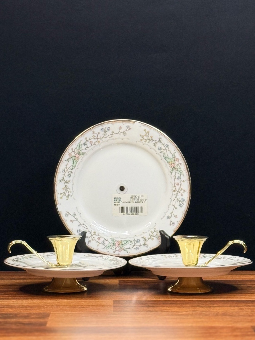 WELLESLEY by Lifetime Hoan China (2) Candleholders and (1) Cheese Plate Footed